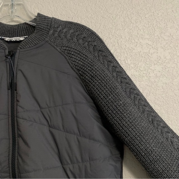 Kari Traa Jacket Womens M Faere Bomber Quilted Body Cable Knit Wool Sleeves Gray - Picture 7 of 15